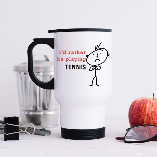 Discover Metal Travel Mug - I'd Rather Be Playing Tennis Travel Cup - Perfect Gift for Dad, Grandad, Husband & Friends Who Love Tennis
