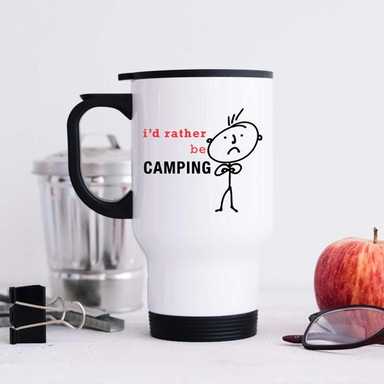Discover Mug - Metal Travel Mug for Men, I'd Rather Be Camping Gift, Adventure Coffee Cup, Outdoor Travel Tumbler, Camping Lover Present