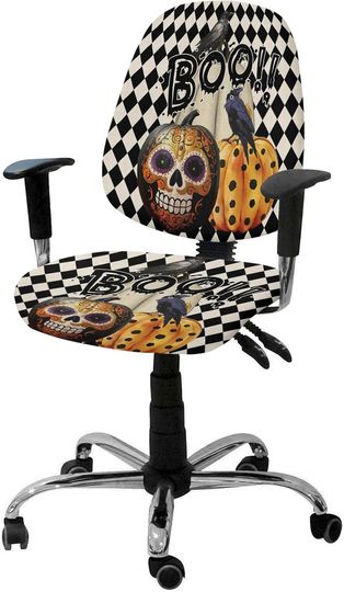Discover Halloween Boo Scary Pumpkin Skull Office Chair Covers