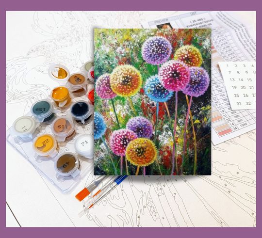 Discover Paint By Number Kit For Adults Wild Dandelion Flowers Acrylic Painting Set Abstract Painting Kit Gift for Mom Flower Lovers 188