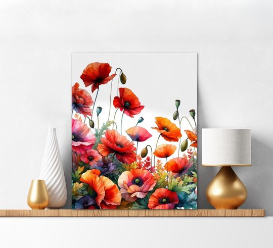 Discover Painting by Numbers Kit for Adults Poppy Meadows Red Flower Acrylic Painting by Numbers Floral Kit Diy Birthday Gift Christmas Set 330