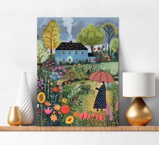 Discover Paint By Numbers for Adults Rainy Spring at The Garden, Vibrant Color Flowers Easy Diy Painting Kit Relaxing Birthday Gift for Gardeners 341