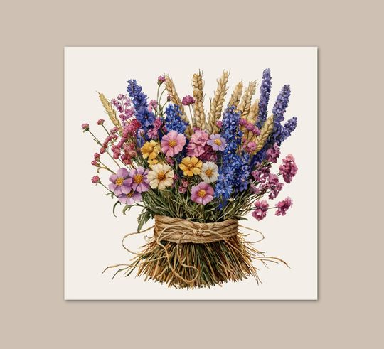 Discover Paint By Numbers For Adults Flower Bouquet on a Off White Background Square Painting Kit Wildflower Art Cute Gift for Mom Christmas Gift 361