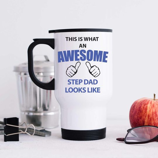 Discover Travel Mug Awesome Step Dad Travel Coffee Tumbler - Perfect Gift for Father's Day, Birthdays & Special Occasion