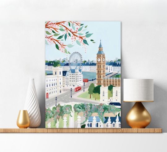 Discover Paint By Numbers Kit For Adults London View Painting Kit London Eye Big Ben City Art Gift UK Acrylic Paint Gift for the Traveler 181