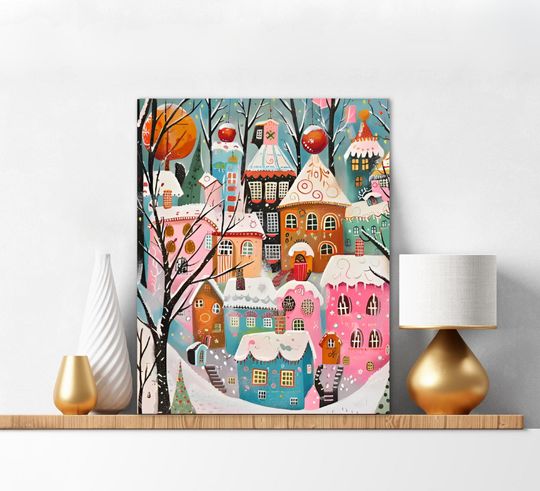 Discover Painting By Numbers For Adults Cute Christmas Village Winter Snowy DIY Painting Kit Nature Wall Art Gift for Crafters Xmas Gift 292