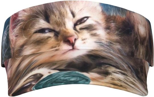 Discover Playful Cat AOP Sun Visor Hats