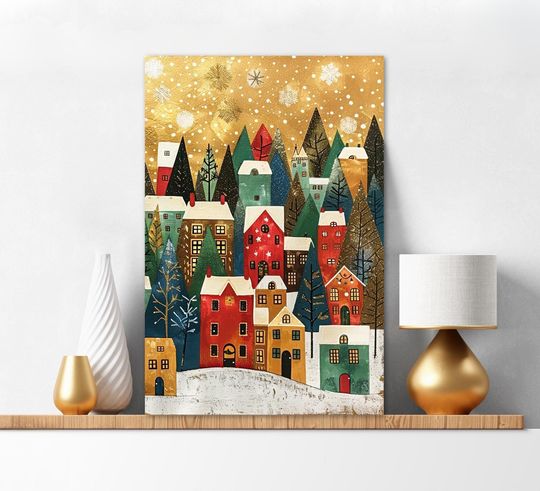 Discover Painting By Numbers Kit For Adults Red and Green Christmas Village Winter Snowy DIY Painting Kit Wall Art Gift for Crafters Xmas Gift 298