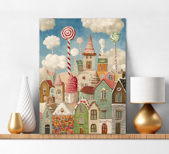Discover Paint By Numbers For Adults Whimsical Christmas Village DIY Easy Painting Kit Candy Cane Village Wall Art Cute Christmas Gift 352