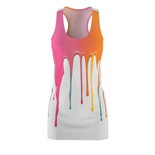 Discover Vibrant Drip Racerback Dress, Summer Dress, Casual Dress, Colorful Dress