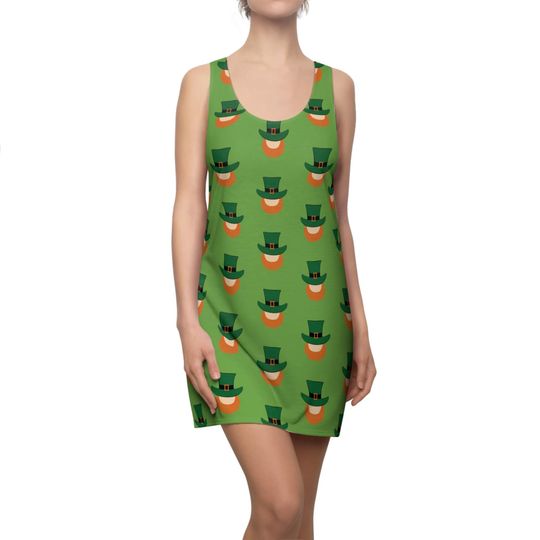Discover Leprechaun Print Racerback Dress, Saint Patrick's Day Dress, Green Holiday Dress