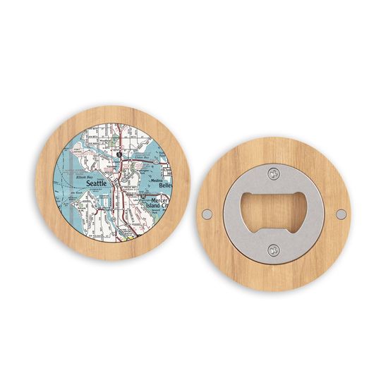 Discover Seattle Washington Magnetic Bottle Opener - Seattle Bottle Opener - Seattle Wedding Favor - Seattle Realtor Gift - Seattle Magnet