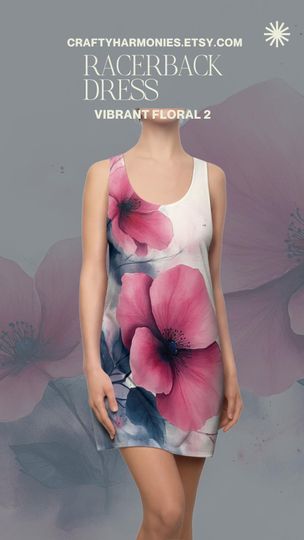 Discover Watercolor Floral Design Racerback Dress, Flower AOP Dress