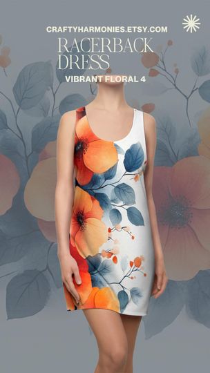Discover Watercolor Floral Design Racerback Dress, Flower AOP Dress