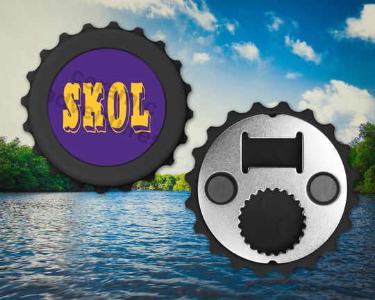 Discover SKOL  Bottle Cap Shaped Magnetic Bottle Opener Pop off or Twist Off