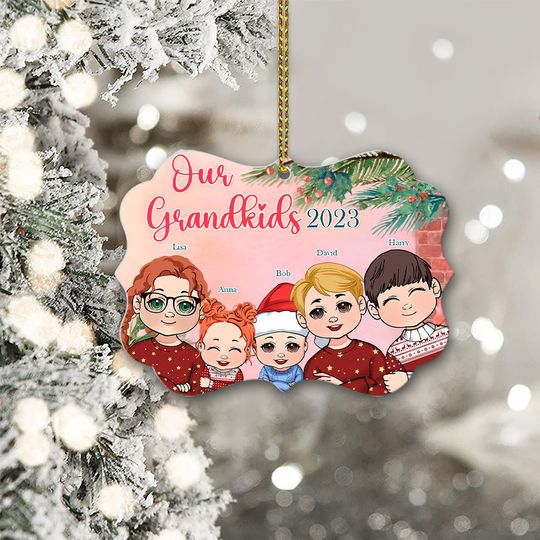 Discover My Grandkids 2023 - Personalized Grandma Aluminium Ornament