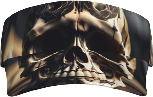 Discover Skull Rock Roll Skeleton AOP Sun Visor Hats