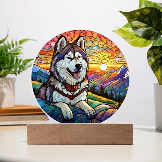 Discover Alaskan Malamute Stained Glass Acrylic Art Pet Memorial Malamute
