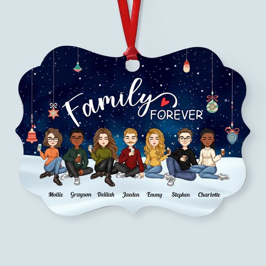 Discover Family Forever - Christmas Eve - Personalized Family Ornament
