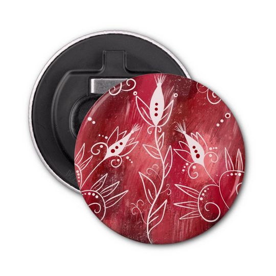 Discover Red And White Floral Pattern Bottle Opener