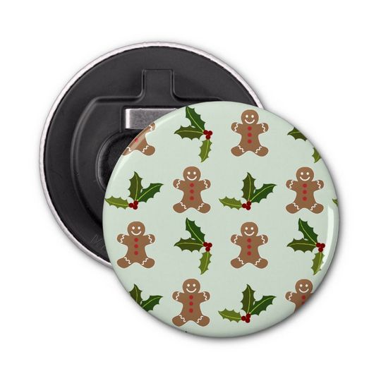 Discover Gingerbread Men and Holly Pattern Bottle Opener