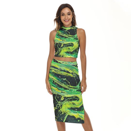 Discover Serpent Tank Top & Split High Skirt Set