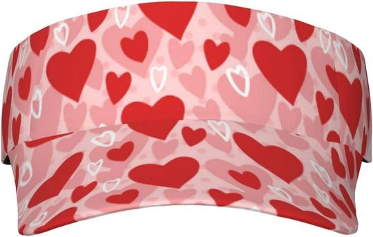 Discover Cute Red Hearts AOP Sun Visor Hats