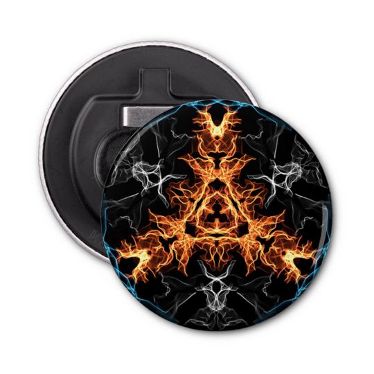 Discover Flaming Heavy Metal Style Mandala Bottle Opener