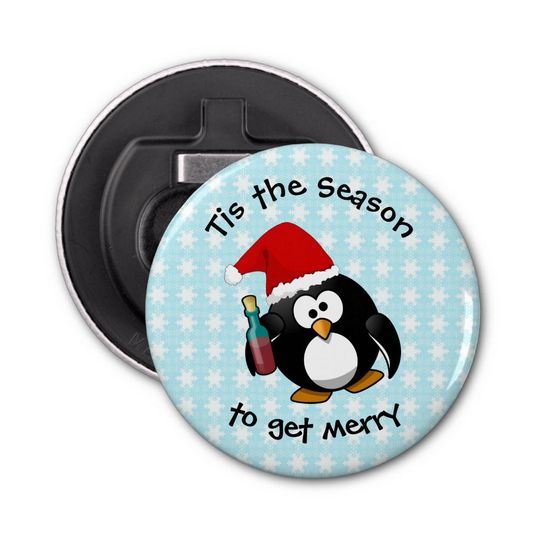 Discover Get Merry! Funny Drunk Penguin Bottle Opener
