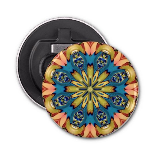 Discover Shades of Orange Yellow Blue 3D Kaleidoscope~  Bottle Opener