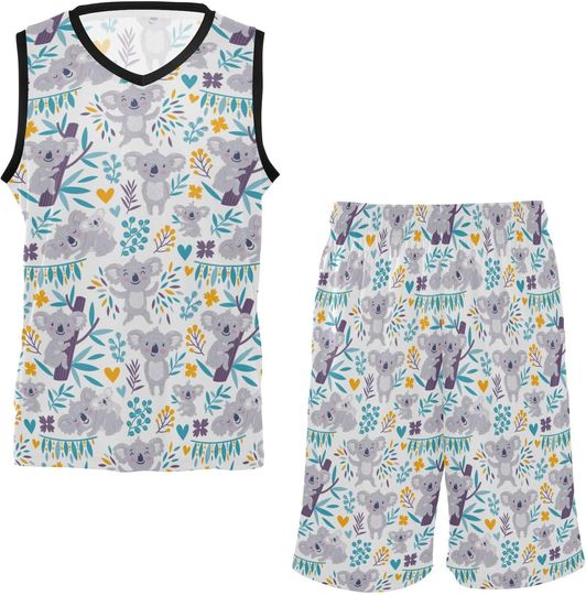 Discover Cute Koala Bears Floral Basketball Jersey Sets