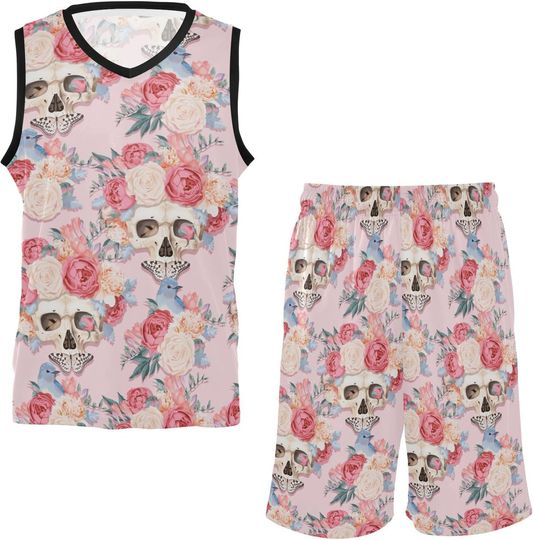 Discover skull flowers Basketball Jersey Sets