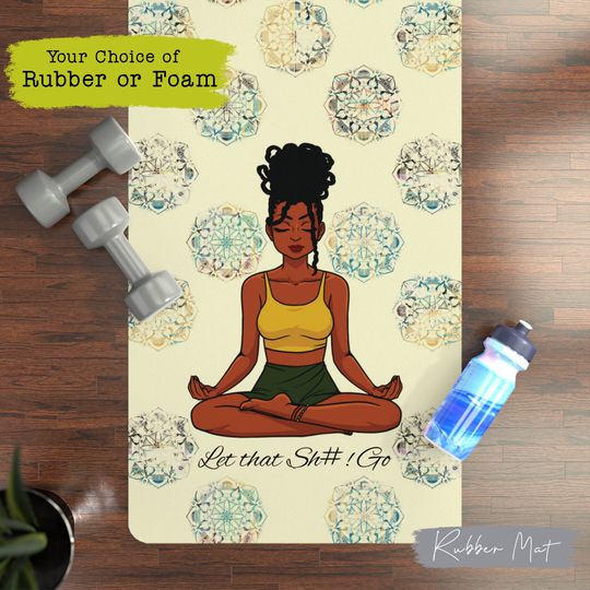 Discover Personalized Black Woman Yoga Mat| Custom African American Pilates