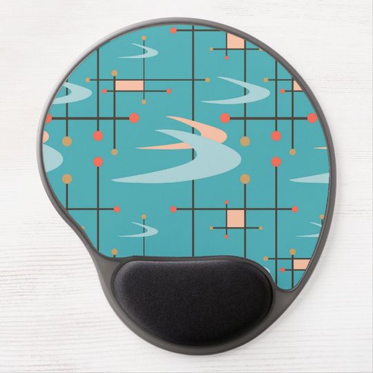 Discover Mid Century Modern Boomerangs, Wrist Rest Gel Mouse Pad