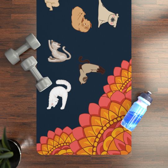 Discover Cute Yoga Mat Animal Yoga Mat Exercise Mat Funny Gift Yoga Cats And Dogs Yoga Mat