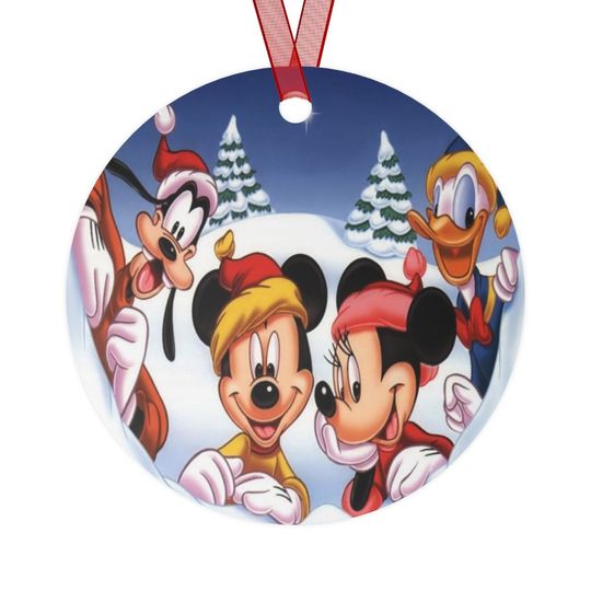 Discover Disneyyy Mickeyy, Minniee, goofyy and Donald Christmas Metal Ornaments
