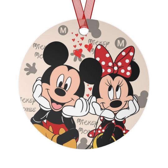 Discover Disneyyy Mickeyy mouse and Minniee Mouse metal Christmas ornament