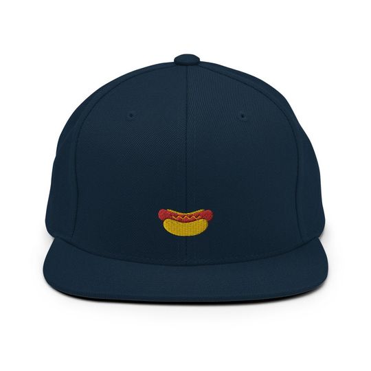 Discover Hot Dog Embroidered Snapback Hat, Cap Gift, Embroidered Snapback Hat, Flat Bill Snapback