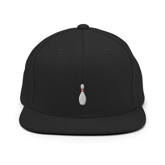 Discover Bowling Pin Embroidered Snapback Hat, Cap Gift, Embroidered Snapback Hat, Flat Bill Snapback