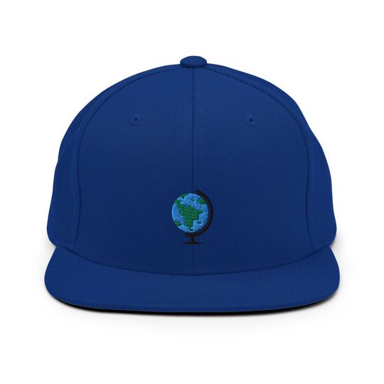 Discover Globe Earth Embroidered Snapback Hat, Cap Gift, Embroidered Snapback Hat, Flat Bill Snapback