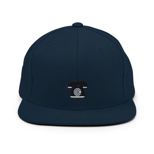 Discover Old School Candlestick Telephone Embroidered Snapback Hat, Cap Gift, Embroidered Snapback Hat, Flat Bill Snapback
