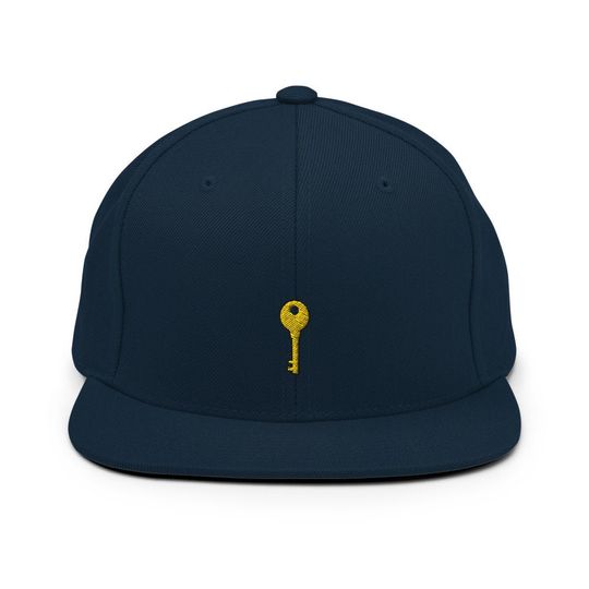 Discover Brass Key Embroidered Snapback Hat, Cap Gift, Embroidered Snapback Hat, Flat Bill Snapback