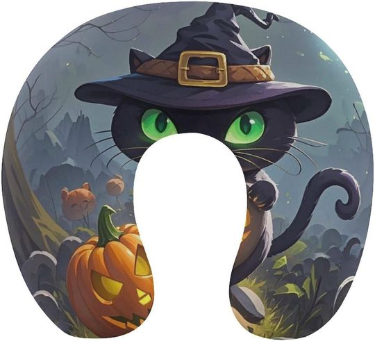 Discover Cat Halloween U-Shaped Travel Neck Pillows
