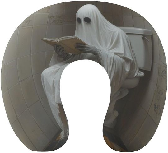 Discover White Ghost Reading A Book U-Shaped Travel Neck Pillows
