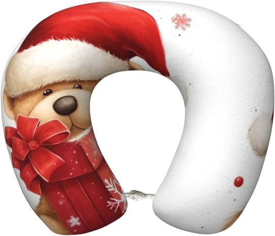 Discover Santa Hat Gift and Merry Christmas U-Shaped Travel Neck Pillows
