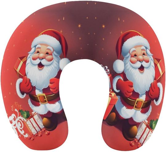 Discover Santa Claus Xmas Gifts Travel Pillow U-Shaped Travel Neck Pillows