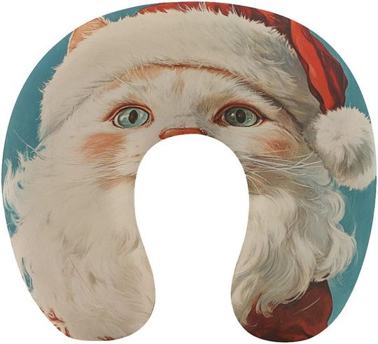 Discover Retro Santa Claus Cat U-Shaped Travel Neck Pillows