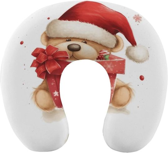Discover Santa Hat Gift and Merry Christmas Travel U-Shaped Travel Neck Pillows