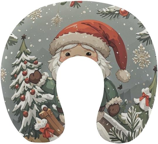 Discover Cute Christmas Gnome U-Shaped Travel Neck Pillows