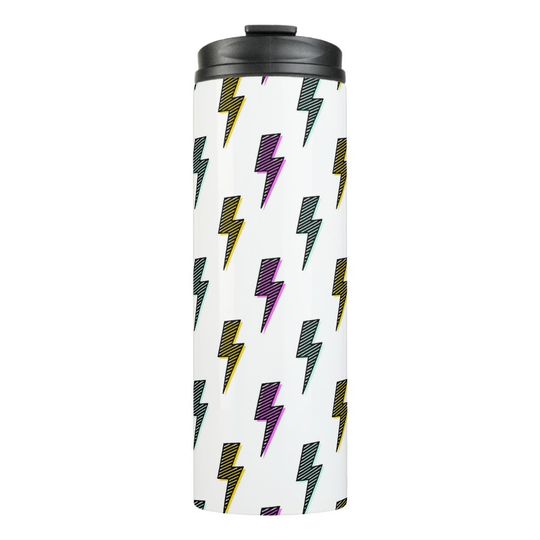 Discover Vintage Neon Lightning Bolt Pattern Thermal Tumbler
